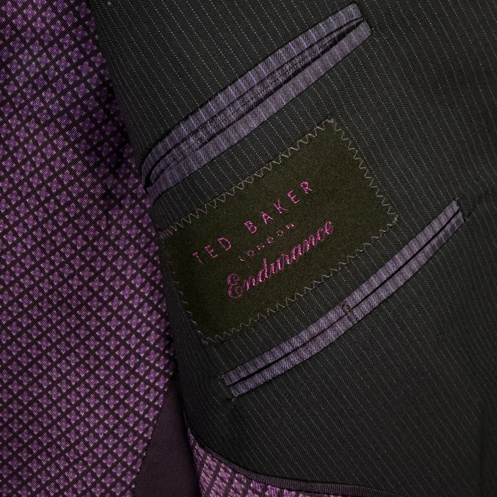 Ted Baker Mens 38R Endurance Jay CT Suit Navy Blue Pinstripe Wool Pants 34x31 - Picture 5 of 16